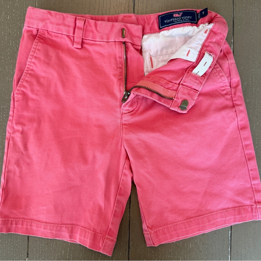 Vineyard Vines Boys’ Summer Khaki Pink/Coral Classic Breaker Shorts • Size 7 (S) - Picture 5 of 12